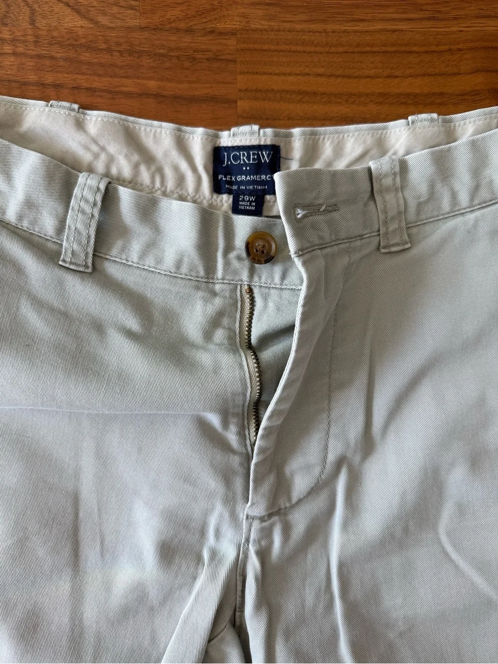 J. Crew Men's Flat Front Shorts in Light (green hue) Khaki